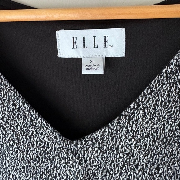 Elle Fit Flare Midi Knit Lace Long Sleeve Flare Black White Dress - Picture 3 of 4